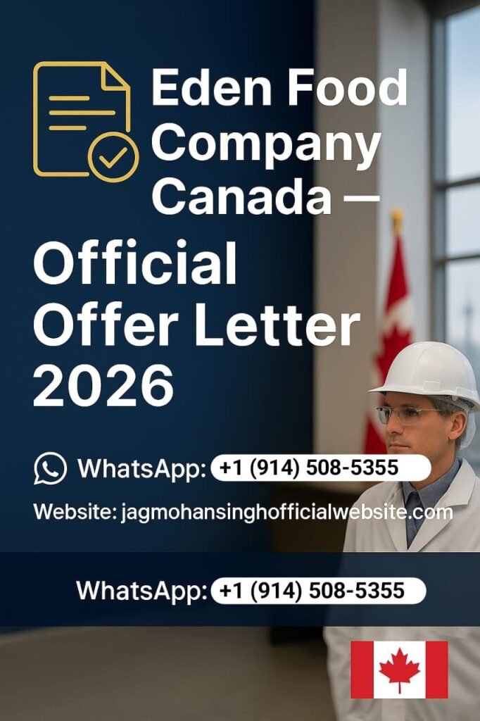 Eden Food Company Canada Offer Letter 2026 Eden Food Company Canada Offer Letter 2026