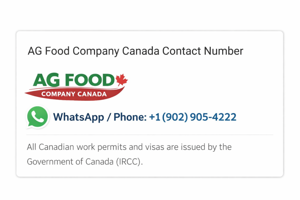 AG food company Canada contact number
