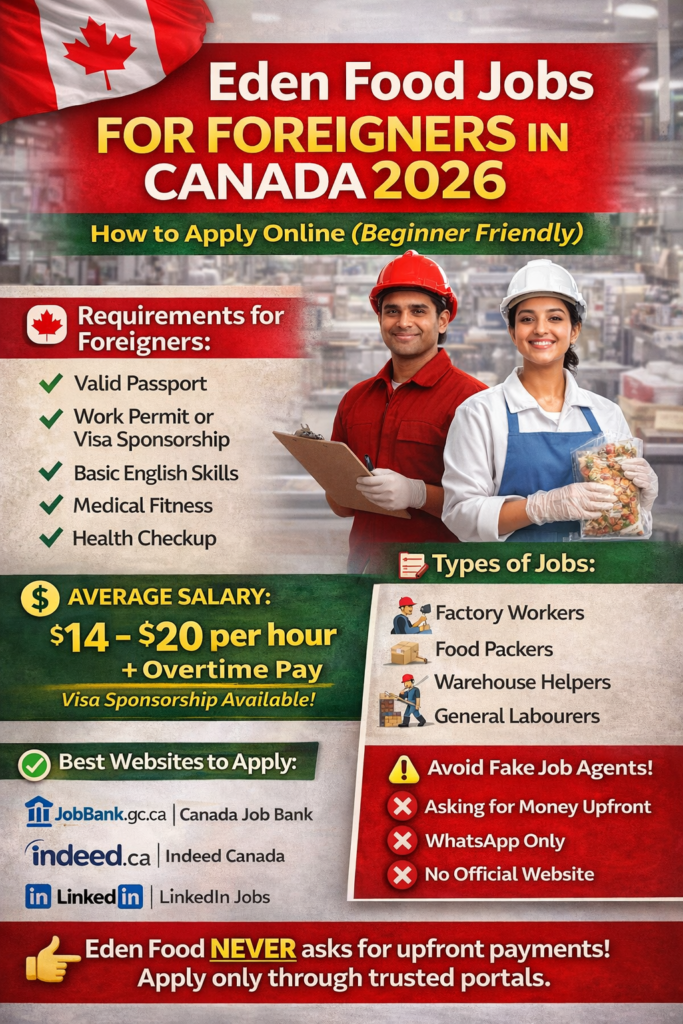 Eden Food Jobs for Foreigners in Canada 2026